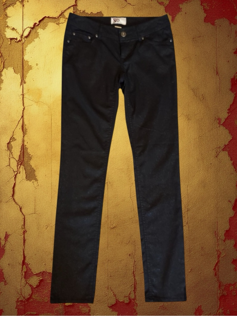 SO Skinny Pants Black Y2K Sparkly Metallic Glam Grunge Goth Punk Indie Sleaze 7